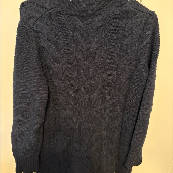 J. Jill Navy Cable-Knit Button Cardigan with Front Pockets - Picture 3 of 3